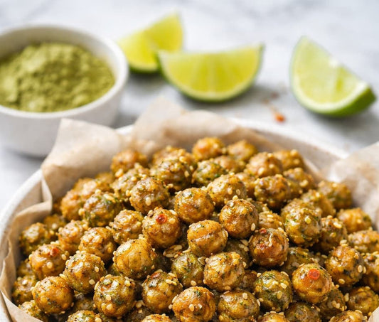 Spicy Crunchy Matcha Chickpeas