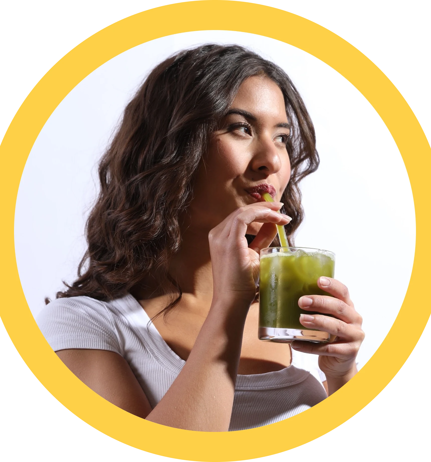 Woman drinking Genmaicha tea