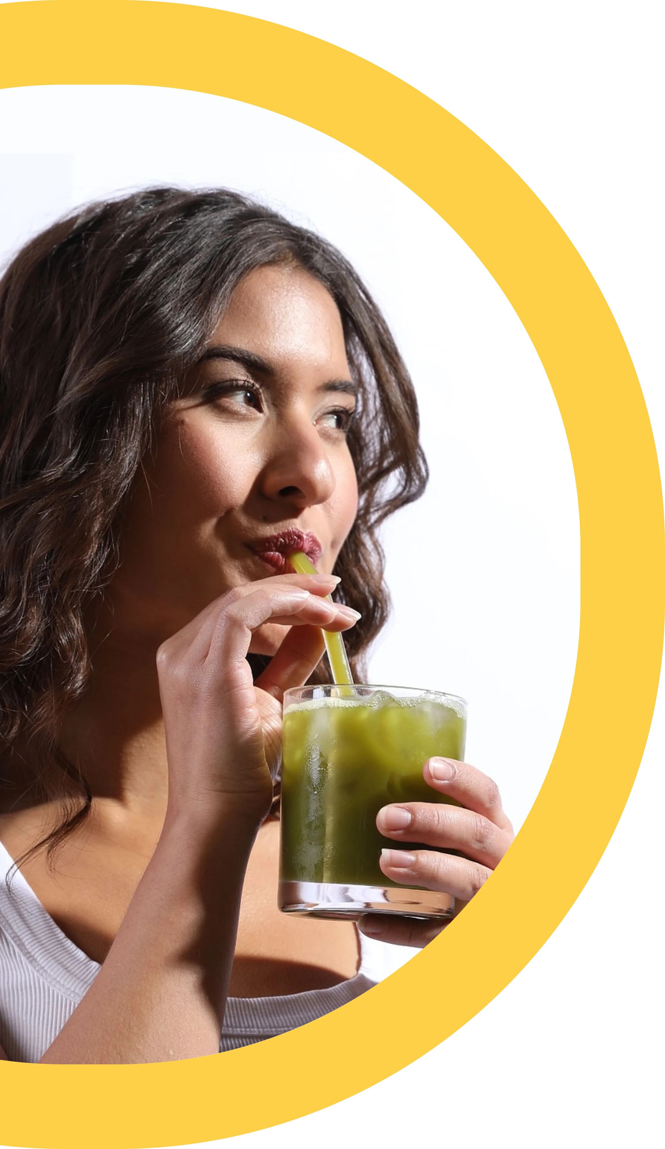 Woman drinking Genmaicha tea